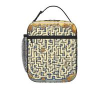 XZDZWK Borsa termica per il pranzo con mappa del tesoro labirinto, con tasche laterali in rete e tasche multiple, adatta per l'ufficio e i viaggi
