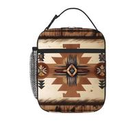 XZDZWK Borsa termica per il pranzo con motivi nativi americani, con tasche laterali in rete e tasche multiple, adatta per l'ufficio e i viaggi