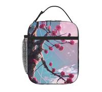 XZDZWK Borsa termica per il pranzo con piccoli fiori rosa con tasche laterali in rete e tasche multiple, adatta per l'ufficio e i viaggi