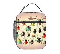 XZDZWK Borsa termica per il pranzo con piccoli insetti, con tasche laterali in rete e tasche multiple, adatta per l'ufficio e i viaggi