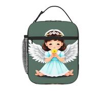 XZDZWK Borsa termica per il pranzo con piccolo angelo, con tasche laterali in rete e tasche multiple, adatta per l'ufficio e i viaggi