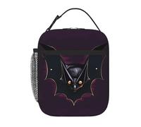 XZDZWK Borsa termica per il pranzo con pipistrello fantasma nero, con tasche laterali in rete e tasche multiple, adatta per l'ufficio e i viaggi