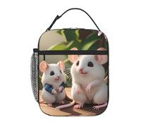 XZDZWK Borsa termica per il pranzo con topi madre e bambini, con tasche laterali in rete e tasche multiple, adatta per l'ufficio e i viaggi