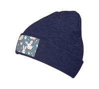 XZDZWK Cappello lavorato a maglia a forma di coniglietto carino, nero, comodo e delicato sulla pelle, adatto per sport all'aria aperta e viaggi, blu navy, Taglia unica