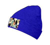 XZDZWK Cappello lavorato a maglia a forma di gatto nero di arte moderna della metà del secolo comodo e delicato sulla pelle, adatto per sport all'aria aperta e viaggi, Blu, Taglia unica