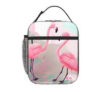 XZDZWK Love Flamingo - Borsa termica per il pranzo, con tasche laterali in rete e tasche multiple, adatta per l'ufficio e i viaggi