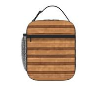 XZDZWK Originale borsa termica per il pranzo in legno, con tasche laterali in rete e tasche multiple, adatta per l'uso in ufficio e in viaggio