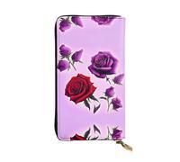 XZDZWK Portafoglio portatile con rose rosse e viola di grande capacità, in materiale morbido, design multifunzionale, anti-perdita, protezione della privacy