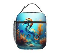 XZDZWK Seabed Coral Seahorse - Borsa termica per il pranzo, con tasche laterali in rete e tasche multiple, adatta per l'ufficio e i viaggi