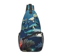 XZDZWK Sharks under the sea - Borsa messenger casual da uomo, grande capacità, resistente, adatta per viaggi, lavoro, pendolarismo e attività all'aperto