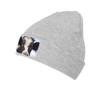 XZDZWK Simpatico cappello lavorato a maglia a forma di mucca, nero, comodo e delicato sulla pelle, adatto per sport all'aria aperta e, grigio, Taglia unica