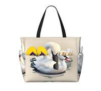 XZDZWK Simpatico piccolo cigno grande capacità spiaggia borsa da viaggio con tasche multiple pieghevole leggera per palestra all'aperto spiaggia e shopping