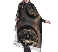 XZDZWK Squisita sciarpa con frange morbida design magico rune norrene stampa bussola scialle per autunno inverno all'aperto calore e stile