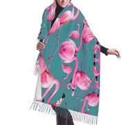 XZDZWK Squisita sciarpa con frange morbida uno stormo di fenicotteri stampa scialle per autunno inverno all'aperto calore e stile