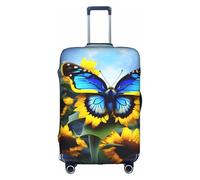 XZDZWK Sunflower Blue Butterfly - Coprivaligie antigraffio e antipolvere, con design personalizzato, per viaggi, lavoro e uso all'aperto, bianco, L
