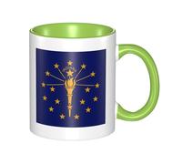 XZDZWK Tazza classica con bandiera dello stato dell'Indiana, elegante, durevole e verde, resistente allo sbiadimento, adatta per casa, ufficio e ristorante