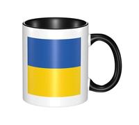 XZDZWK Tazza classica con bandiera dell'Ucraina, elegante, durevole e nera, resistente allo sbiadimento, adatta per casa, ufficio e ristorante
