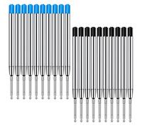 Xzeemo 20 x Ricariche di Penna a Sfera (10 Blu e 10 Nero), Set di Ricariche per Penne Parker, Ricarica Sostituibile in Metallo, Refill per Penna a Sfera con 1 mm Punta Media, Scrittura Liscia