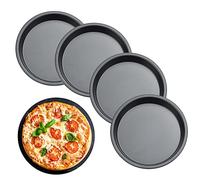 XZEIT 4 pezzi teglia per pizza teglia tonda da 15 cm teglia per pizza in acciaio al carbonio tortiera antiaderente set di teglie per pizza,mini tortiere da 6 "- teglie rotonde con rivestimento antiade