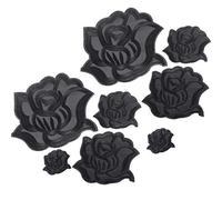 XZEIT 8 toppe da applicare con rose, toppe termoadesive rosa, toppe in tessuto rosa nera, toppe di riparazione di fiori di rosa, ricamate con ferro da stiro, da cucire, per abbigliamento, giacche, jea