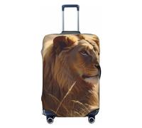 Xzeit Copertura per bagagli da viaggio, protezione per valigia, con leone della prateria, elastica, lavabile, elastica, antigraffio, adatta per bagagli da 45-81 cm, Nero , M