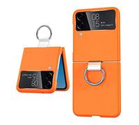 XZEIT Custodia per Samsung Z Flip 3 con Anello, Custodia Opaca per PC Ultra Sottile Custodia per Galaxy Z Flip 3, Custodia per Cellulare Pieghevole per PC Galaxy Z Flip 3 - Arancione