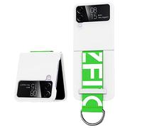 XZEIT Custodia ultra sottile per Samsung Galaxy Z Flip 4, con cinghia, in pelle PU, con cerniera per Flip 4 5G, pieghevole PC Galaxy Z Flip 4, colore bianco con cinturino