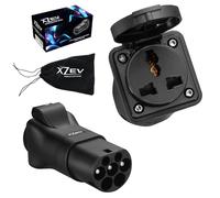 xZEV Adattatore Tipo 2 a Schuko e Spina Universale - Adattatore per Veicolo Elettrico per Ricarica Auto Moto e Scooter - Monofase 16A (3,6 KW) - IP46 - TUV - CE - IEC 62196-2