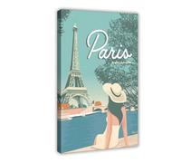 XZGTHYTYUY Poster vintage su tela con scritta "Welcome to Beautiful Paris", decorazione per camera da letto, ufficio, camera da letto, regalo, 30 x 45 cm