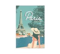 XZGTHYTYUY Poster vintage su tela con scritta "Welcome to Beautiful Paris", decorazione per camera da letto, ufficio, camera da letto, regalo, 40 x 60 cm
