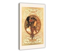 XZGTHYTYUY Stampa vintage Mucha - Testa bizantina bruna, Art Nouveau Art Nouveau, stampa artistica da parete per soggiorno e camera da letto, 50 x 75 cm