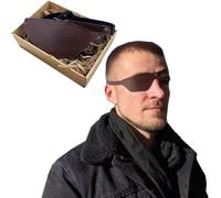 XzhixiangKing Comoda maschera per gli occhi in pelle PU, retro in pelle PU, con fibbia regolabile (marrone destro)