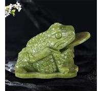 XzhixiangKing Rana di giada con moneta in bocca, decorazione per auto, rospo portafortuna a tre zampe, rana o rospo denaro (15 cm)