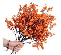 XZJMY 8 fiori artificiali di gipsofila, fiori artificiali in seta per bambini, fiori finti autunnali con stelo, per bouquet fai da te, casa, composizione floreale, decorazione per fattoria (arancione)