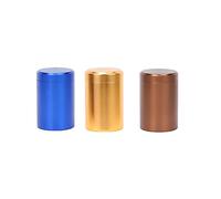 XZJMY Confezione da 3 barattoli in alluminio, mini barattoli portatili in metallo, multiuso, ermetici, con coperchio, per spezie, caffè e tè, 60 ml (oro/caffè/blu)