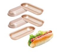 XZJMY Confezione da 5 mini teglie da forno antiaderenti, in acciaio al carbonio, 17,8 cm, per hot dog fai da te, stampi per pane