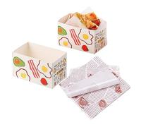 XZJMY Confezione da 50 contenitori di carta da asporto, mini scatole per hamburger, scatole per sandwich da asporto con 50 fogli di carta oleata, per ristoranti, picnic e feste (A)