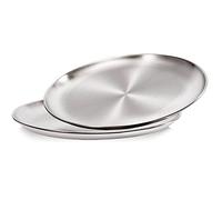 XZJMY Piatti piani in acciaio inox,piatti rotondi da 25,4 cm, piatti da campeggio riutilizzabili,piatti rotondi da dessert, piatti piatti piatti da cucina per casa, (metallo, argento)