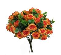 XZJMY Rose finte, 4 mazzi di rose artificiali, bouquet di rose finte, in seta, per matrimoni, feste, tavolo, vaso, decorazione per la casa (arancione, 30 cm)