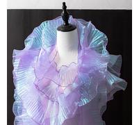 XZJMY XZJMY-001 - Tessuto di tulle plissettato in organza, larghezza 12,5 cm, per abiti, colletti, maniche, decorazione, decorazione, cuscino, decorazione fai da te e cucito (viola ghiaccio), 8 m