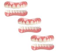 XZLZMD Dentiere Faccette estetiche Denti Protesi provvisorie Denti Colore Naturale Denti istantanei Faccette Superiori e Inferiori Snap on Comfort Dentiere per Denti difettosi Uomini e Donne,3 Pair