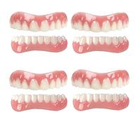 XZLZMD Dentiere Faccette estetiche Denti Protesi provvisorie Denti Colore Naturale Denti istantanei Faccette Superiori e Inferiori Snap on Comfort Dentiere per Denti difettosi Uomini e Donne,4 Pair