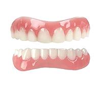 XZLZMD Silicone False Denti Confortevole Naturale Perfetto Sorridente Dentiera Uomini e Donne Alto e in Basso Faccette Istantanee Protesi Dentale,1pair