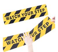 XZRDINGJIE Watch Your Step Nastro per Pavimenti, Segnale di Avvertimento Antiscivolo Adesivo per La Sicurezza Domestica sul Posto di Lavoro Attenzione al Pavimento Bagnato 15 X 60CM 2PCS