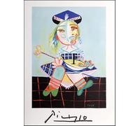 XZSFD NBGEA Pablo Picasso Poster Stampe a colori Immagine astratta di arte murale《Ragazza con la sua barca giocattolo》Pablo Picasso Pittura su tela per decorazioni domestiche 40x60cm senza cornice