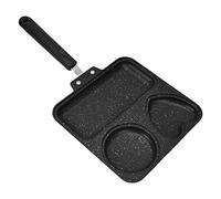XZXCVN Padella 3 in 1 Multiuso, Antiscottatura con Manico, Padella Quadrata Antiaderente per Colazione, Doppia Griglia e Girafrittata