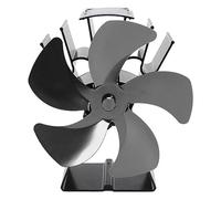XZXCVN Ventilatore a Calore per Stufa Legna, 5 Pale, Base a Trapezio Verticale, Design Portatile e Termico per Circolazione Calore Casa e Campeggio (Nera)