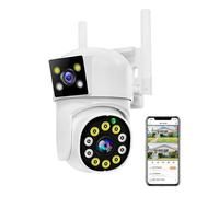 XZXXZSZ Telecamera di sicurezza, Telecamera PTZ WIFI da 2 MP, doppia lente, doppio schermo, IP, HD, monitoraggio automatico, protezione di sicurezza, videosorveglianza CCTV(NO CARD)