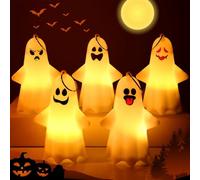 Xzyden Set di 5 statuette di fantasmi infestanti per Halloween, oggetti di scena per feste per dolcetto o scherzetto e fantasma da appendere, decorazioni per feste di festa, decorazioni da tavolo, 11