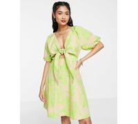 Y.A.S - Vestito corto con stampa tropicale e incrocio sul davanti colore neutro S